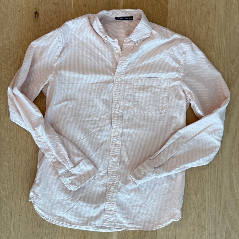 Brandy Melville White & Pink Striped Long Sleeve Shirt NWOT
